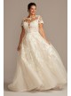 Cap Sleeve Lace Illusion Plus Size Wedding Dress  8CWG833