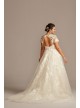 Cap Sleeve Lace Illusion Plus Size Wedding Dress  8CWG833