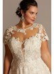 Cap Sleeve Lace Illusion Plus Size Wedding Dress  8CWG833