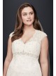 Cap Sleeve Lace Over Satin Plus Size Wedding Dress  Collection 9T3299