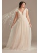 Cap Sleeve Pearl Tulle Wedding Dress with Low Back  CWG889