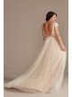 Cap Sleeve Pearl Tulle Wedding Dress with Low Back  CWG889