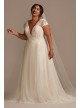 Cap Sleeve Pearly Low Back Plus Size Wedding Dress  8CWG889