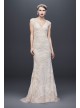 Cap Sleeve Plunging V-Neck Sheath Wedding Dress  CWG807