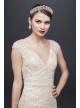 Cap Sleeve Plunging V-Neck Sheath Wedding Dress  CWG807