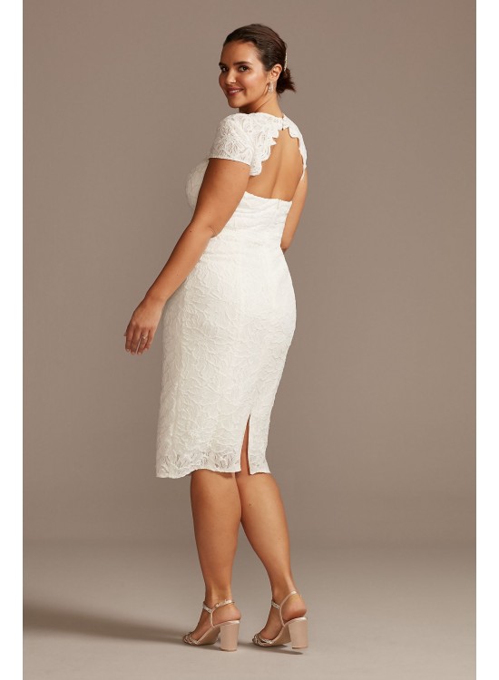 Cap Sleeve Plus Size Lace Dress with Keyhole DB Studio 9SDWG0810