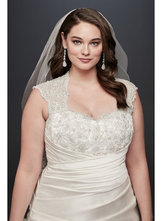 Cap Sleeve Satin A-line Plus Size Wedding Dress  Collection 9T3090