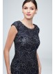 Cap Sleeve V-Back Embroidered Sequin Sheath Dress Alex Evenings 8117922