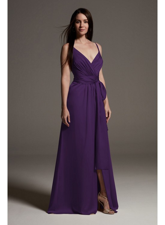 Charmeuse Bridesmaid Dress with Deep V-Neckline  VW360549