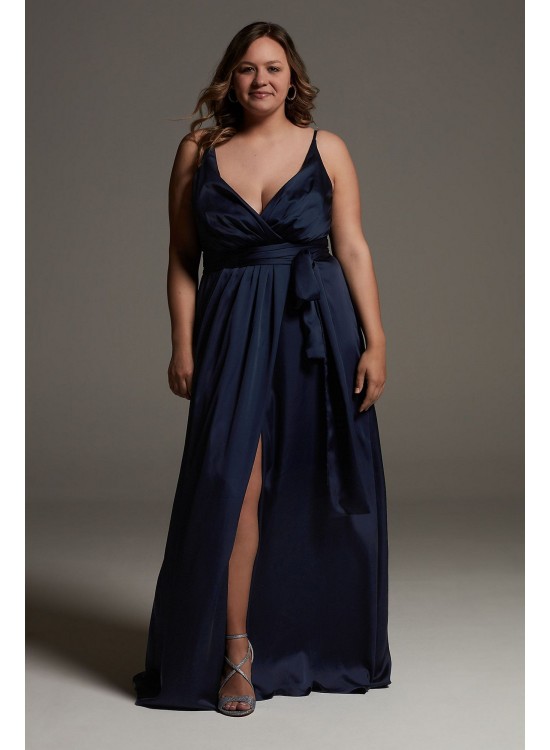 Charmeuse Bridesmaid Dress with Deep V-Neckline  VW360549