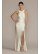 Charmeuse Crossover Halter Ruched Wedding Gown DB Studio 4830XDB