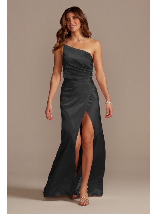 Charmeuse Draped One-Shoulder Bridesmaid Dress  GS290018