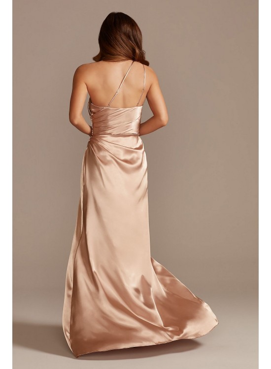 Charmeuse Draped One-Shoulder Bridesmaid Dress  GS290018