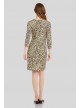 Cheetah Print Faux Wrap 3/4 Sleeve Cascade Dress Karen Kane 1L10500