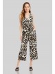 Cheetah Print V-Neck Tie-Front Sleeveless Jumpsuit Karen Kane 1L15262