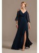 Chiffon A-Line Gown with Cold Shoulder Beading  WBM2128