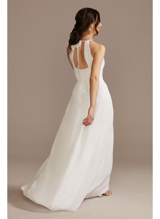 Chiffon A-Line Wedding Dress with Tie Back DB Studio SDWG0989