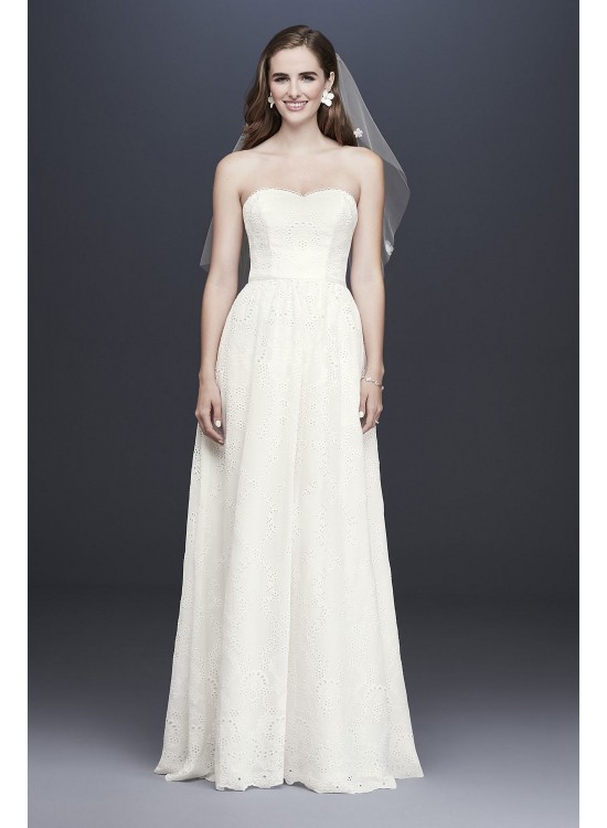 Chiffon Eyelet A-Line Wedding Gown Galina WG3929