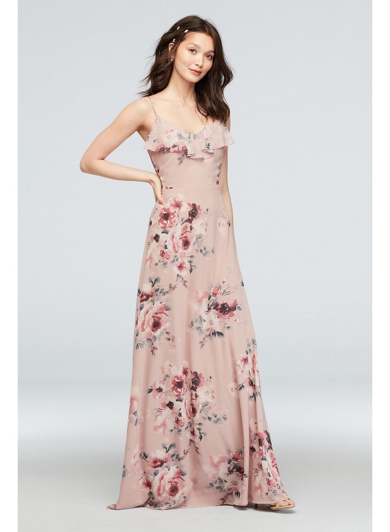 Chiffon Floral Print Dress with Spaghetti Straps DB Studio W60092