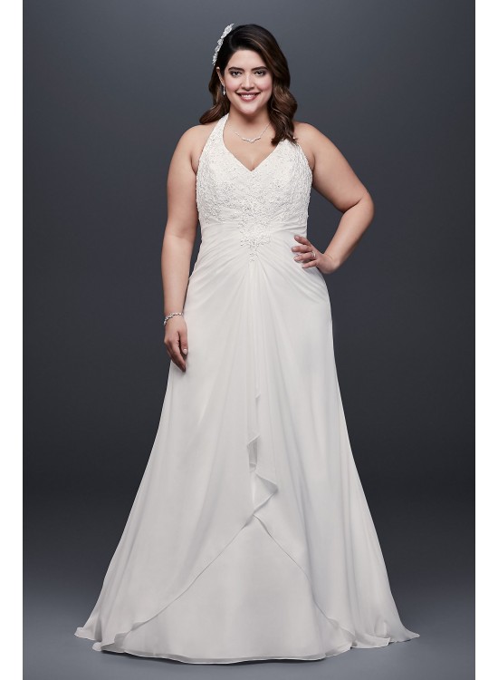 Chiffon Halter A-Line Plus Size Wedding Dress  Collection 9WG3918