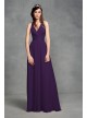 Chiffon Halter Bridesmaid Dress with Tulle Bow  VW360418