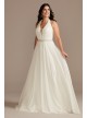 Chiffon Halter Plunge Beaded Waist Wedding Dress DB Studio WG4014