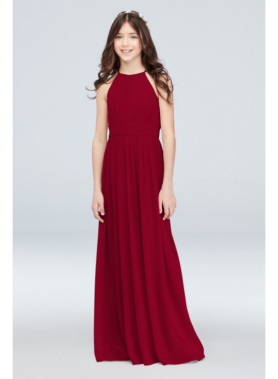 Chiffon High-Neck Pleated Junior Bridesmaid Dress  JB9890