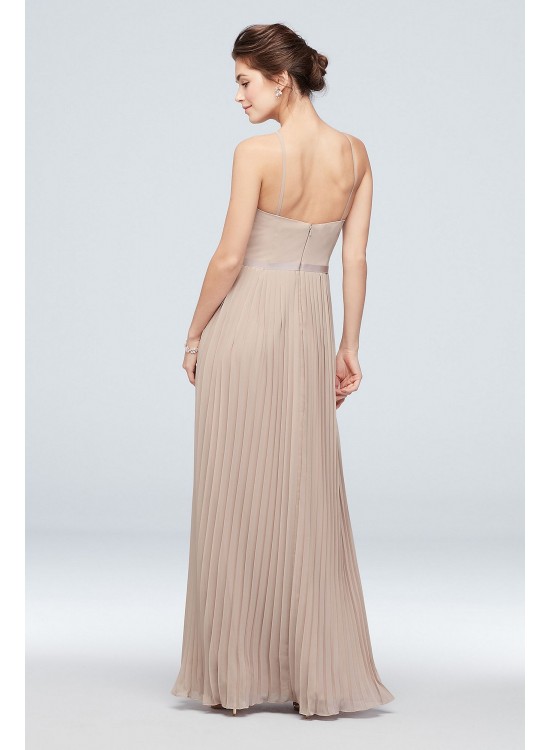 Chiffon High-Neck Pleated Skirt Bridesmaid Dress  F19971