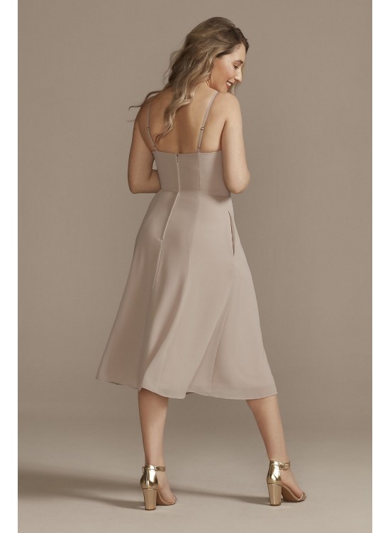 Chiffon Midi Cowl Neck Bridesmaid Dress F20397