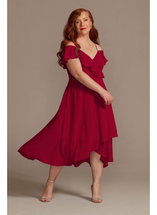 Chiffon Off-the-Shoulder Midi Bridesmaid Dress F20438