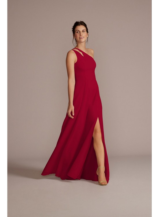 Chiffon One-Shoulder Cutout Bridesmaid Dress David&#039;s Bridal F20458