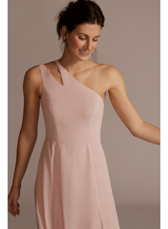 Chiffon One-Shoulder Cutout Bridesmaid Dress David&#039;s Bridal F20458