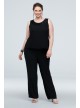 Chiffon Plus Size Pantsuit with High-Low Jacket Le Bos 25799