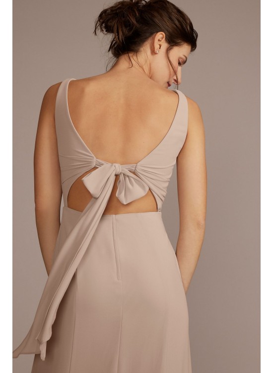 Chiffon Sleeveless Tie-Back Bridesmaid Dress David&#039;s Bridal F20555