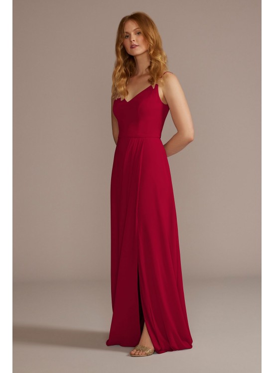 Chiffon Spaghetti Strap Bridesmaid Dress David&#039;s Bridal F20497