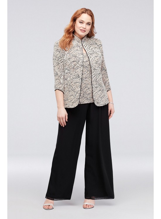 Chiffon Straight-Leg Plus Size Pants Alex Evenings 46025