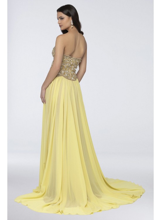 Chiffon Strapless Dress with Sequins and Beading Terani Couture 1912P8239