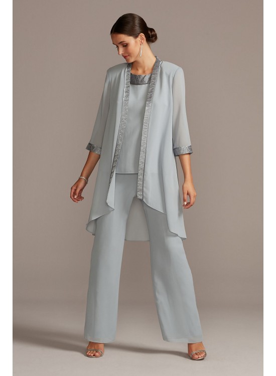 Chiffon Three-Piece Pantsuit with High-Low Jacket Le Bos 24799