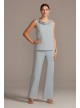 Chiffon Three-Piece Pantsuit with High-Low Jacket Le Bos 24799