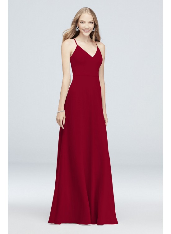 Chiffon V-Neck Spaghetti Strap Bridesmaid Dress  F19935