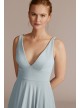 Chiffon V-Neck Tank Bridesmaid Dress with Cascade David&#039;s Bridal F20539