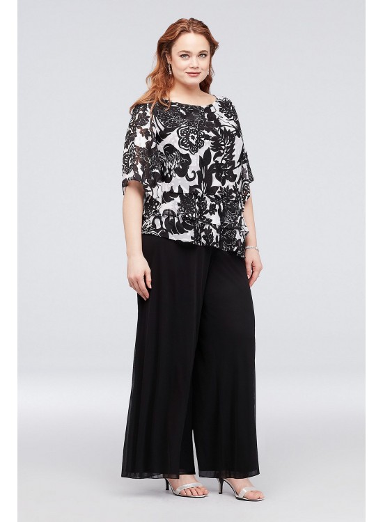 Chiffon Wide-Leg Pants with Waist Tie Alex Evenings 532071