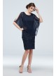 Cold Shoulder Cape and Ruffle Lace Dress Ronni Nicole V212637