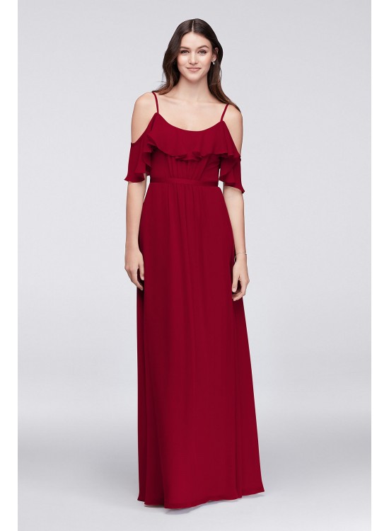 Cold-Shoulder Crinkle Chiffon Bridesmaid Dress  F19508