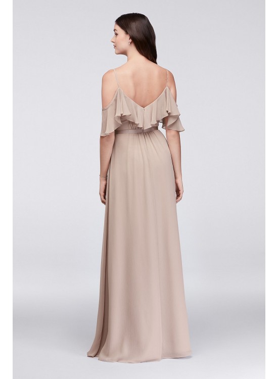 Cold-Shoulder Crinkle Chiffon Bridesmaid Dress  F19508