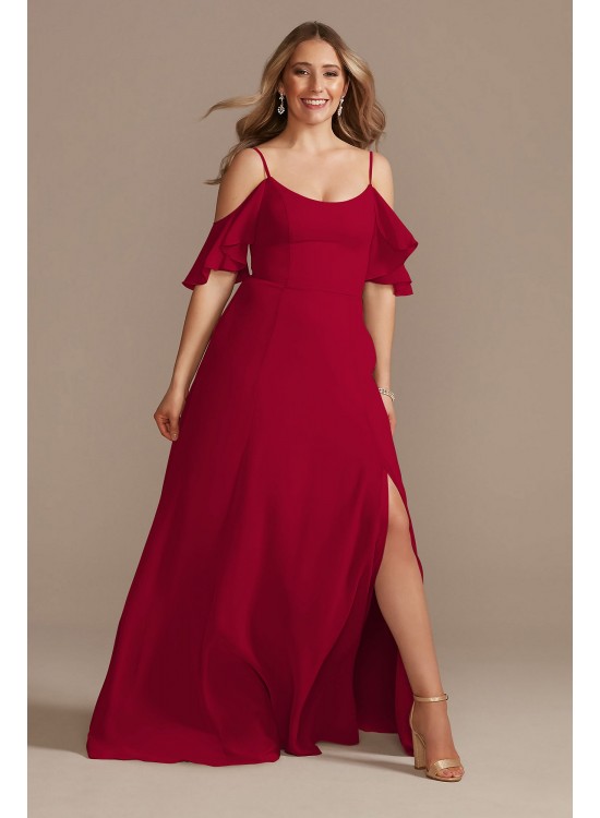 Cold-Shoulder Long Chiffon Bridesmaid Dress F20365