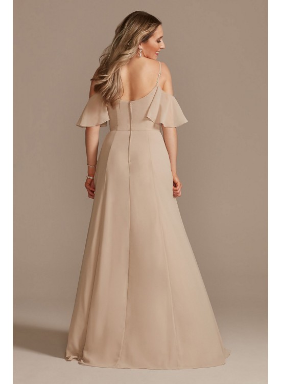 Cold-Shoulder Long Chiffon Bridesmaid Dress F20365