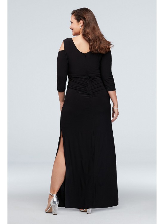 Cold Shoulder Plus Size Gown with Crystal Accents  8950DW