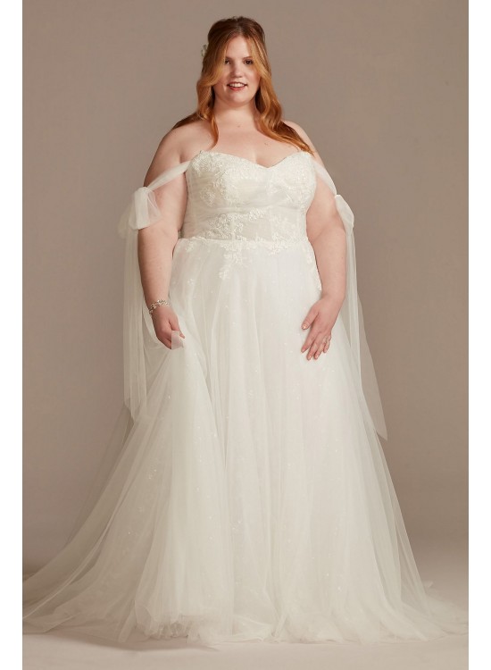 Convertible Straps Draped Plus Size Wedding Dress Melissa Sweet 8LSMS251246