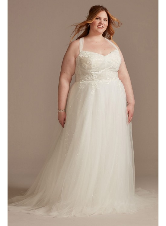 Convertible Straps Draped Plus Size Wedding Dress Melissa Sweet 8LSMS251246